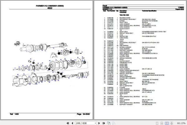 Fendt Tractor Farmer 312 Parts Catalog F199000 11.2018 3