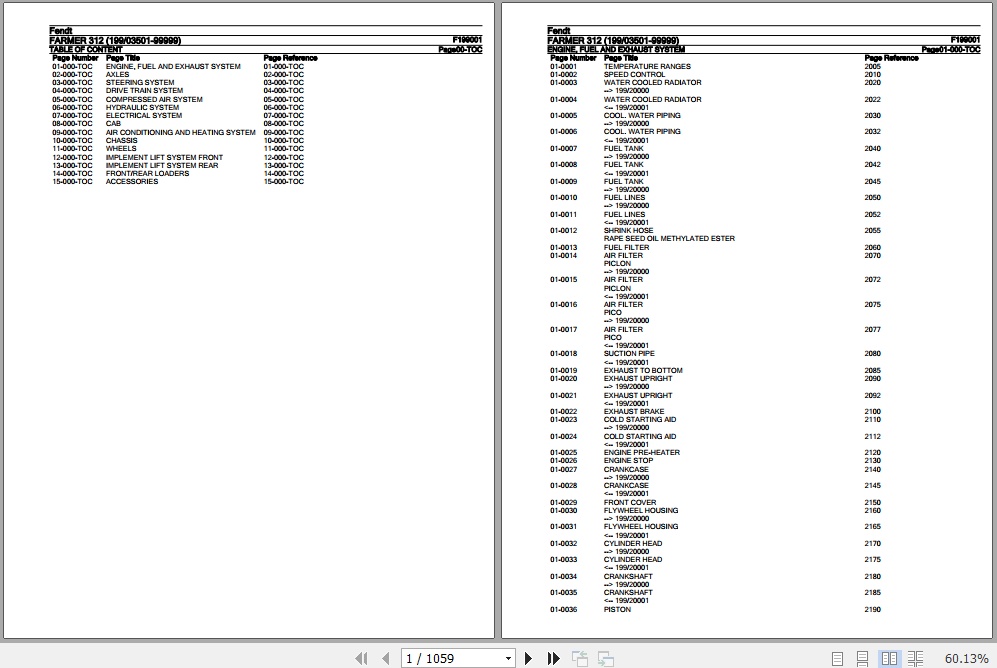 Fendt Tractor Farmer 312 Parts Catalog F199001 11.2018 1