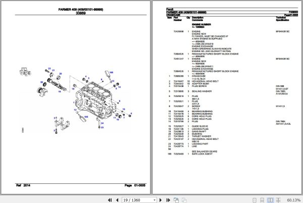 Fendt Tractor Farmer 409 Parts Catalog F409000 09.2020 2