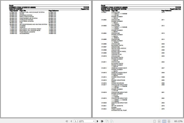 Fendt Tractor Farmer 410NA Parts Catalog F410105 01.2019 1