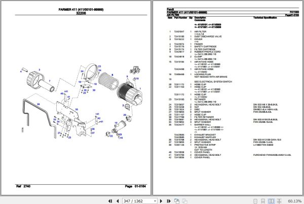 Fendt Tractor Farmer 411 Parts Catalog F411000 09.2020 2