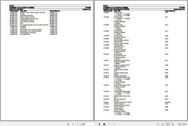 Fendt Tractor Farmer 412 Parts Catalog F412000 09.2020 1