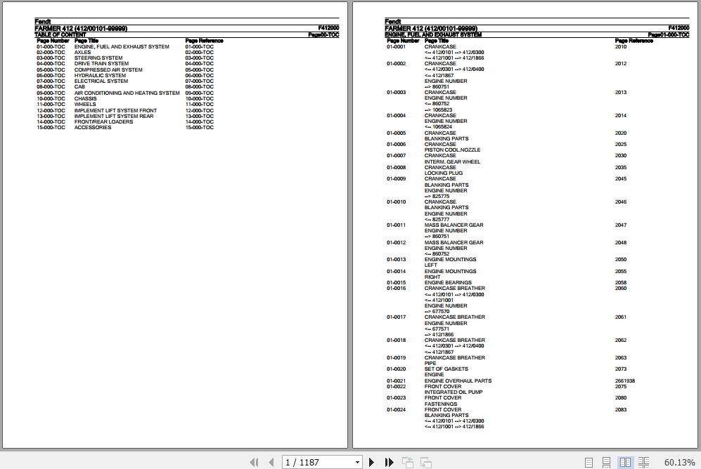 Fendt Tractor Farmer 412 Parts Catalog F412000 09.2020 1