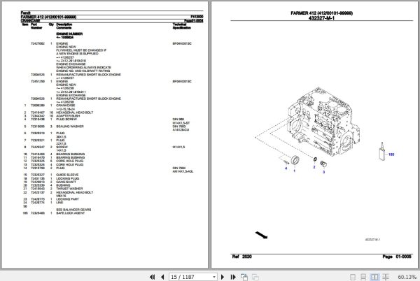 Fendt Tractor Farmer 412 Parts Catalog F412000 09.2020 2