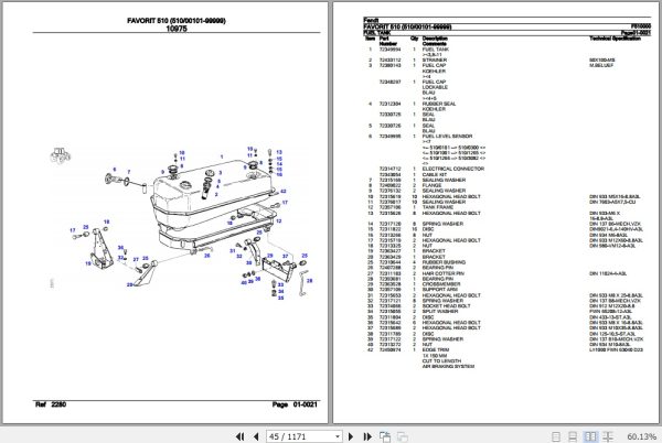 Fendt Tractor Favorit 510 Parts Catalog F510000 09.2020 2