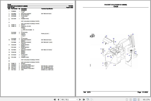Fendt Tractor Favorit 515 Parts Catalog F515000 09.2020 2