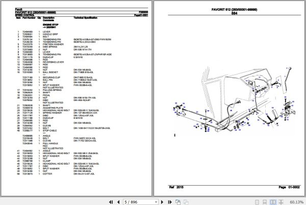 Fendt Tractor Favorit 612 Parts Catalog F283000 11.2018 2