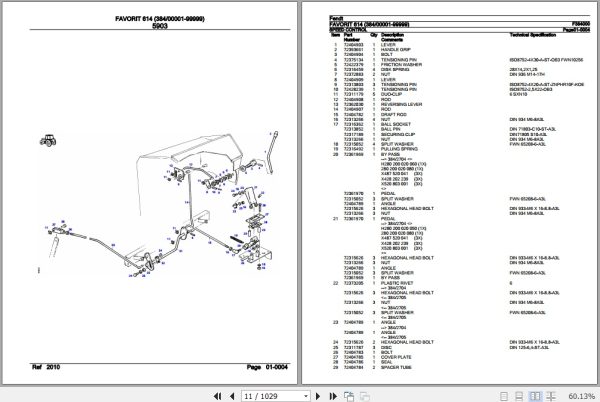 Fendt Tractor Favorit 614 Parts Catalog F384000 11.2018 2