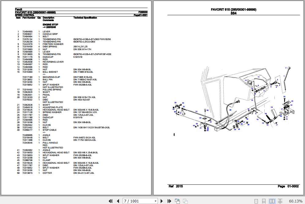 Fendt Tractor Favorit 615 Parts Catalog F285000 11.2018 2