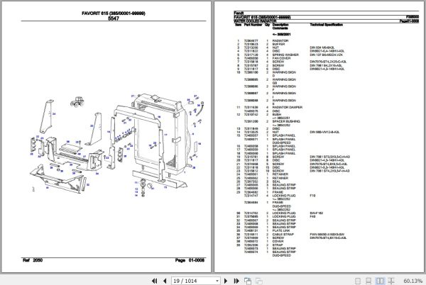 Fendt Tractor Favorit 615 Parts Catalog F385000 11.2018 2