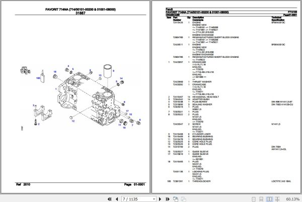 Fendt Tractor Favorit 714NA Parts Catalog F714105 07.2018 2