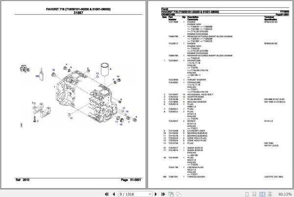 Fendt Tractor Favorit 716 Parts Catalog F716000 09.2020 2