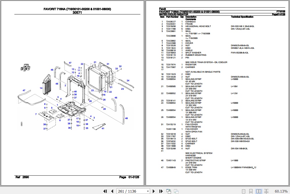 Fendt Tractor Favorit 716NA Parts Catalog F716105 07.2018 2
