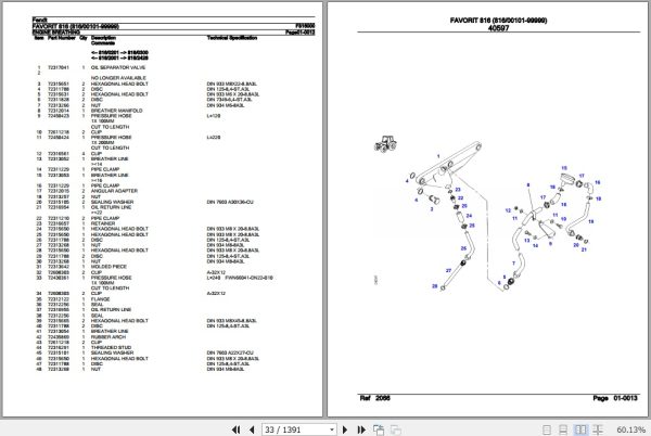 Fendt Tractor Favorit 816 Parts Catalog F816000 09.2020 2