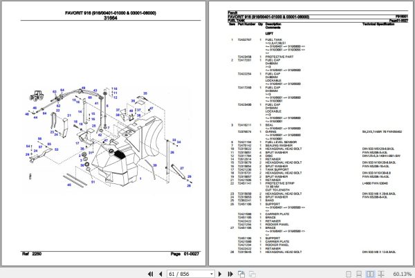 Fendt Tractor Favorit 916 Parts Catalog F916001 09.2020 2