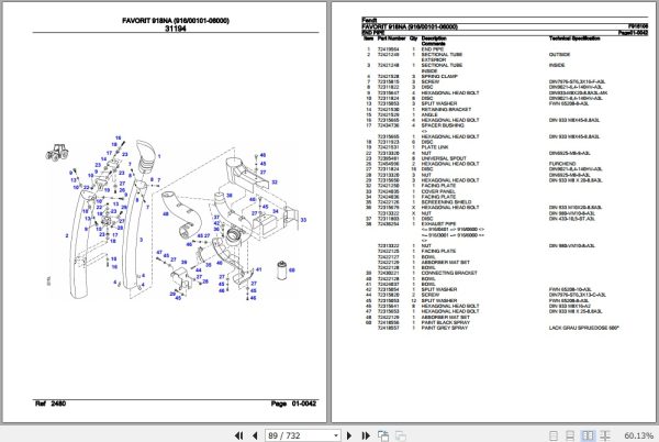 Fendt Tractor Favorit 918NA Parts Catalog F916106 01.2020 2
