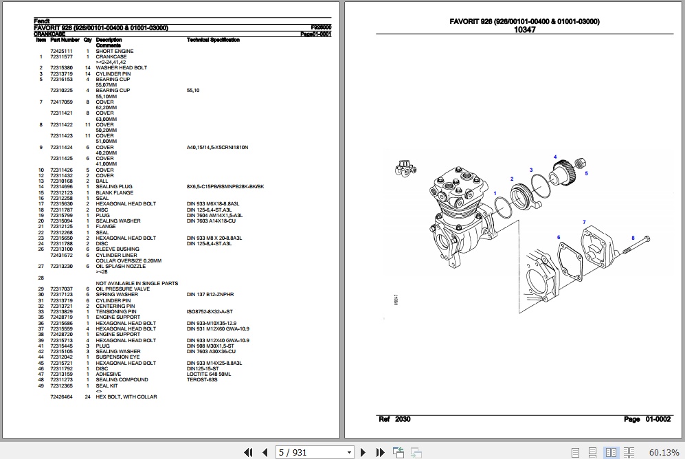 Fendt Tractor Favorit 926 Parts Catalog F926000 09.2020 2