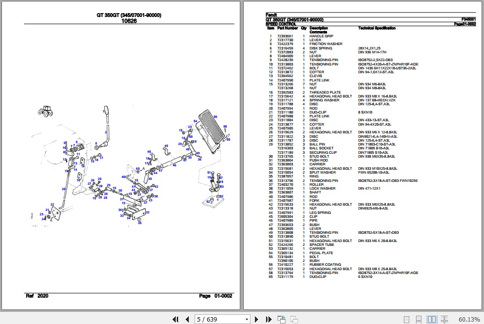 Fendt Tractor GT 350GT Parts Catalog F345001 11.2018 2