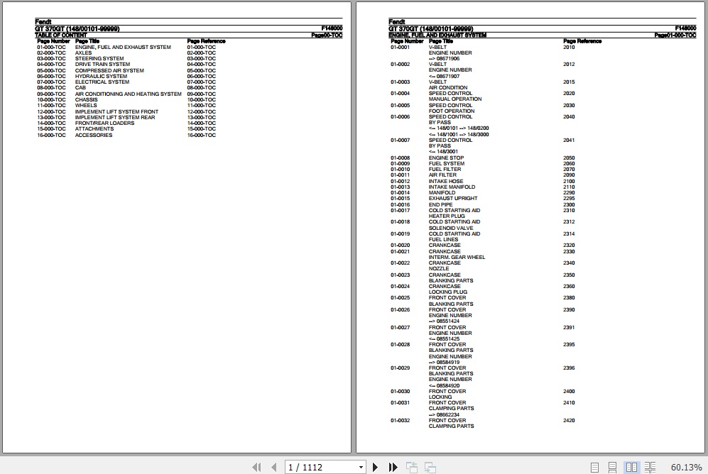 Fendt Tractor GT 370GT Parts Catalog F148000 11.2018 1