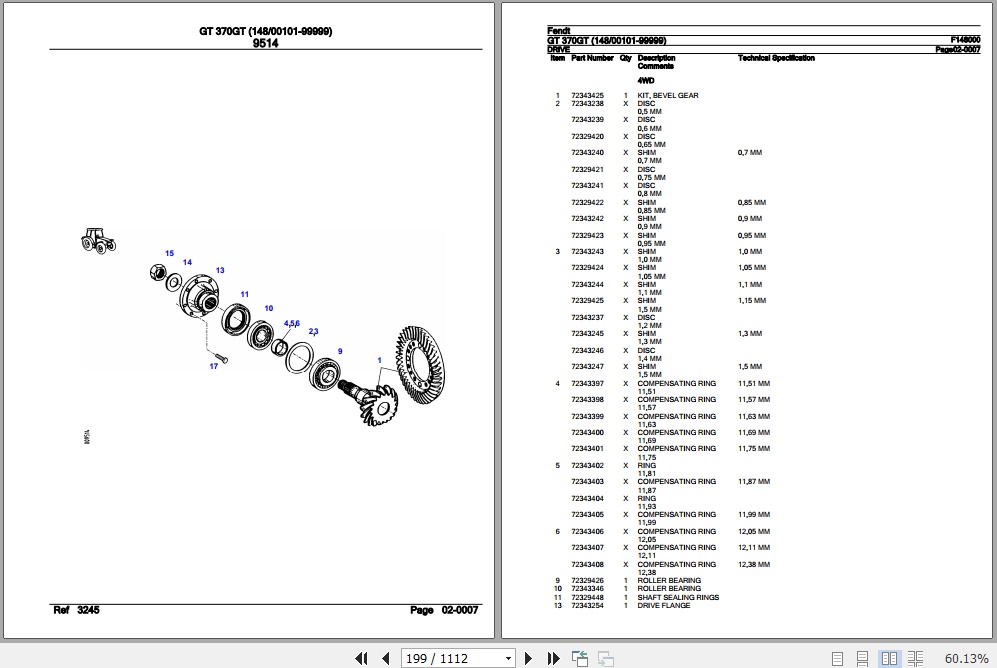 Fendt Tractor GT 370GT Parts Catalog F148000 11.2018 2