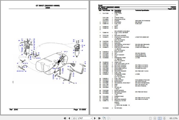 Fendt Tractor GT 380GT Parts Catalog F380000 09.2020 2