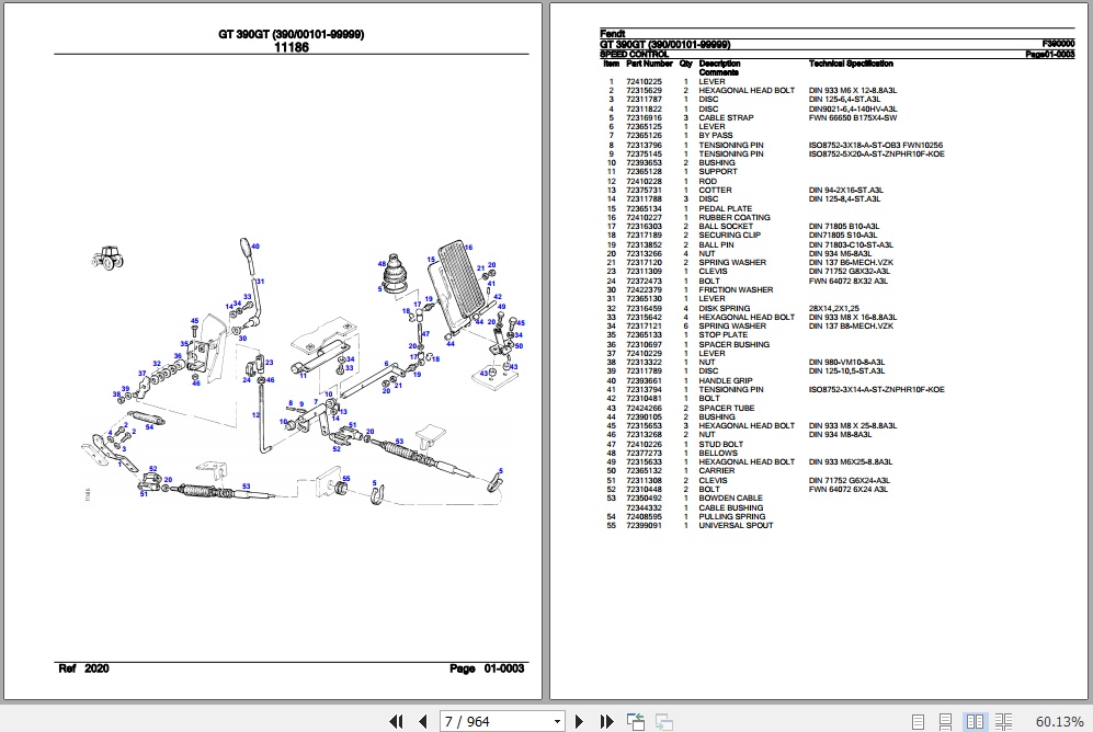 Fendt Tractor GT 390GT Parts Catalog F390000 09.2020 2