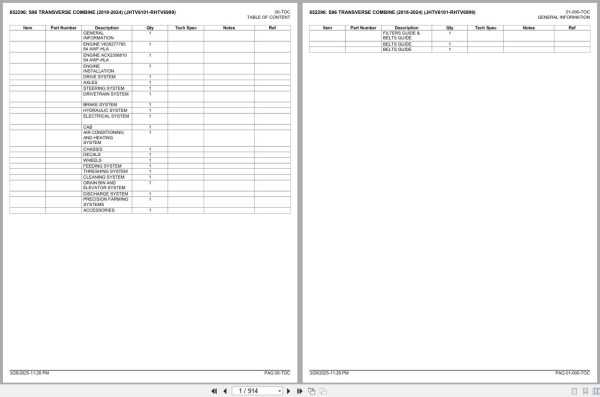 Fendt Transverse Combine S96 2018 2024 Spare Parts Catalog 1