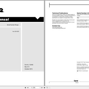 Genie Boom Lift Z 60 Z 34 Parts Manual 102499 1