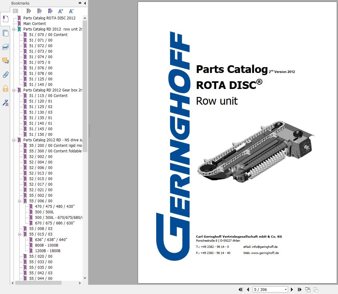 Geringhoff Agricultural Parts Catalog Collection