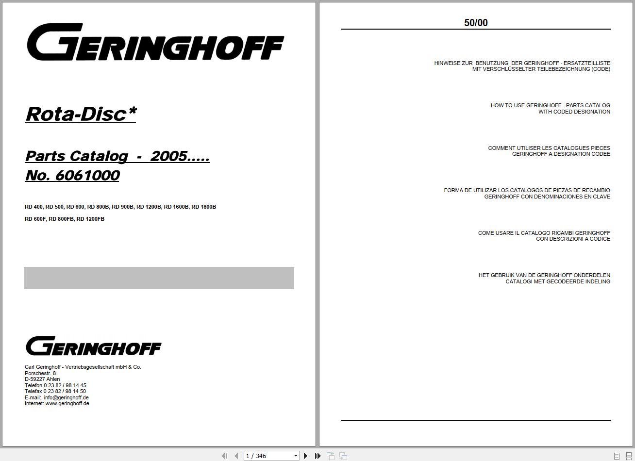 Geringhoff Agricultural Parts Catalog Collection