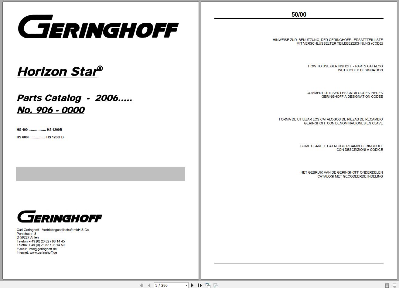 Geringhoff Agricultural Parts Catalog Collection