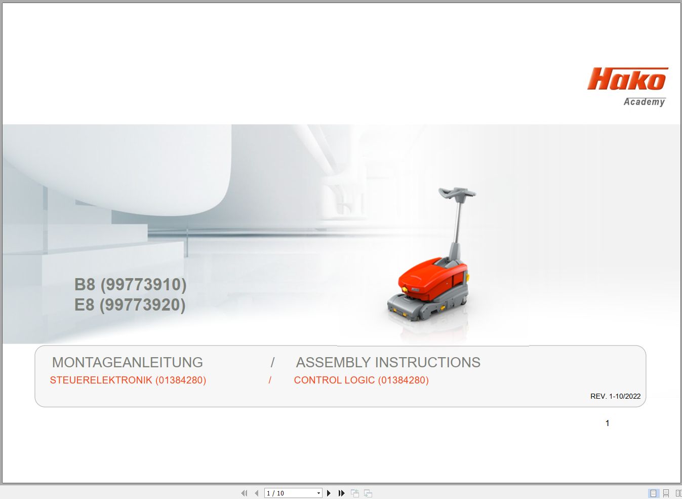 Hako Scrubmaster E8 B8 Assembly Instructions 01384280 1