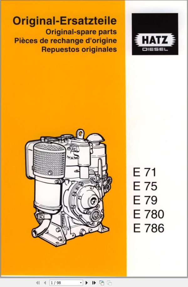 Hatz Engine E71 E75 E79 E780 E786 Parts Catalog 1