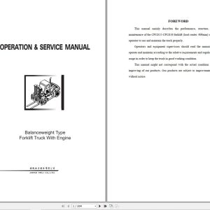Heli Forklift CPCD150 CU3 Operators Part Service Manual 1