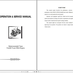 Heli Forklift CPCD150 Wx 06II to CPCD150 CU 06III Operation and Service Manual 1