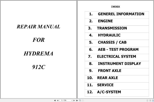 Hydrema Dump Truck 912C Repair Manual 1 1