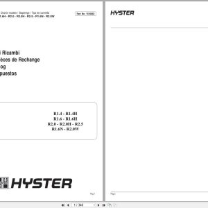 Hyster Forklift R1.4 R1.4H R1.6 R1.6H R2.0 R2.0H R2.5 R1.6N R2.0W Parts Manual 1516862 1