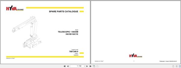Hyva Crane Telescopic Boom HA100 HA110 Spare Parts Catalog 1