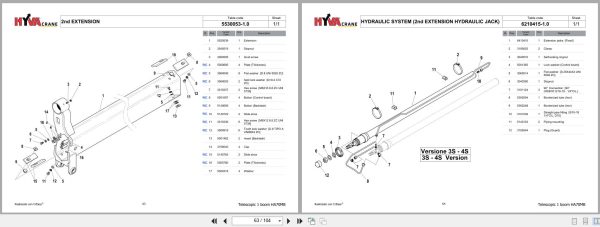 Hyva Crane Telescopic Boom HA70MB HA70XMB Parts Catalog 452448575 2