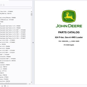 John Deere Loader 624 P tier Gen A 4WD 2025 Parts Catalog PC15400 1