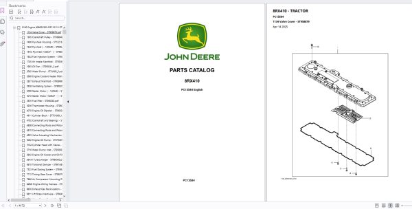 John Deere Tractor 8RX410 2025 Parts Catalog PC13584 1