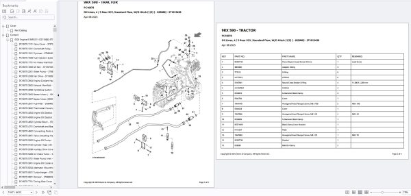 John Deere Tractor 9RX 590 2025 Part Catalog PC16078 2
