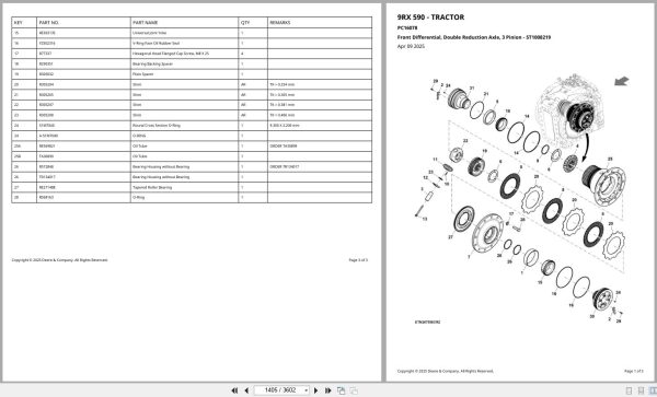 John Deere Tractor 9RX 590 E200 Engine Part Catalog PC16078 2