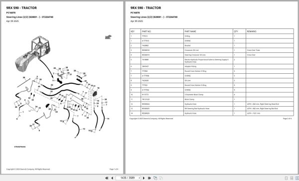 John Deere Tractor 9RX 590 E300 Engine Part Catalog PC16078 2