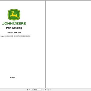 John Deere Tractor 9RX 590 E400 Engine Part Catalog PC16078 1