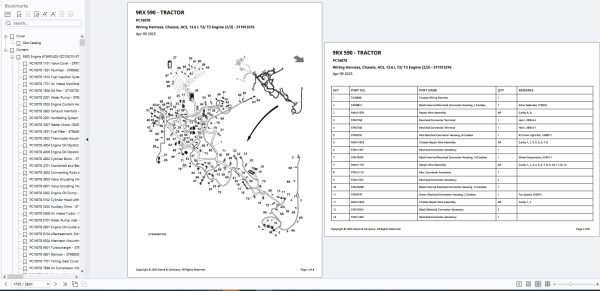 John Deere Tractor 9RX 590 E600 Engine Part Catalog PC16078 2