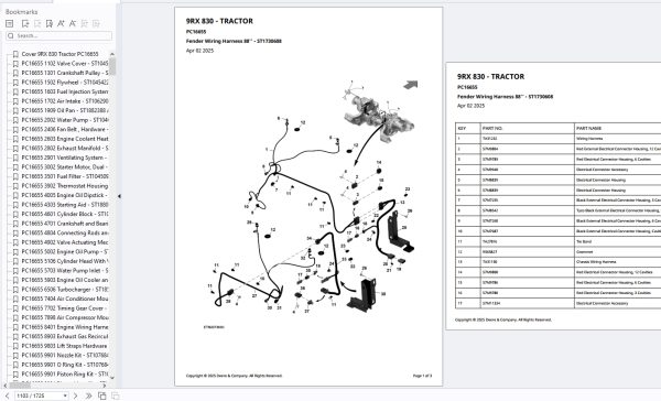 John Deere Tractor 9RX 830 2025 Part Catalog PC16655 3