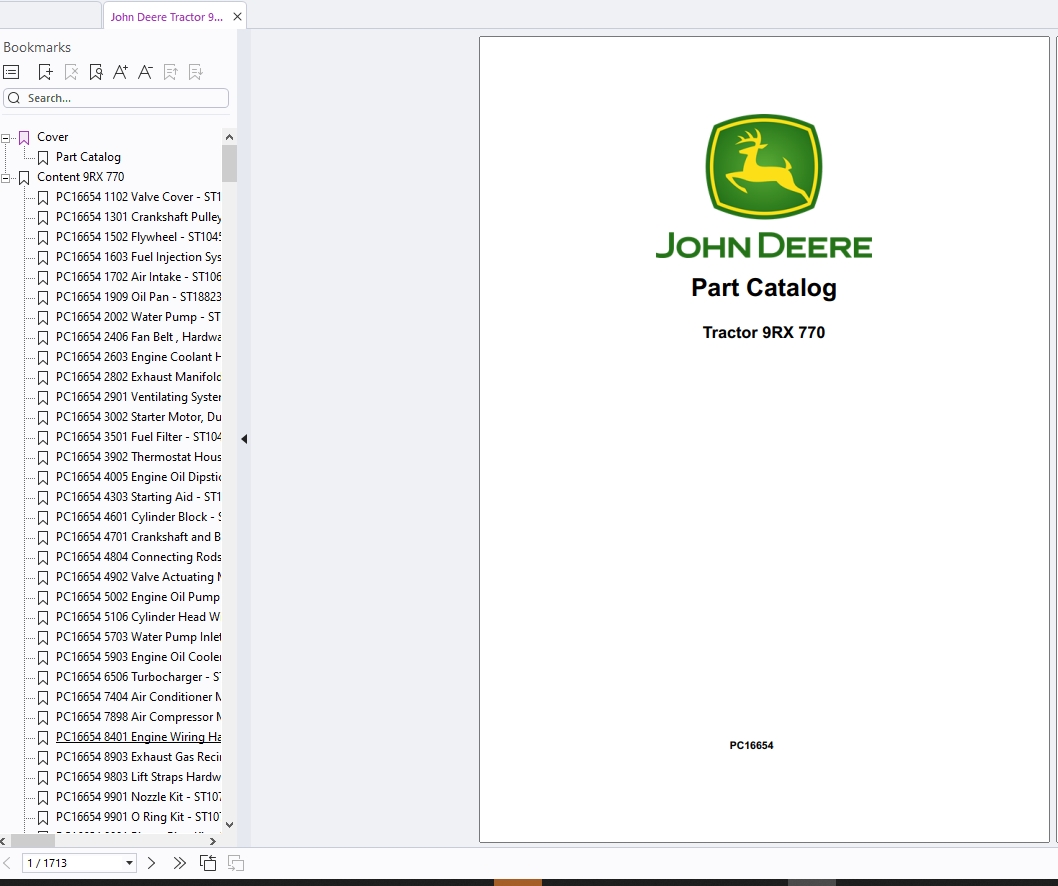 John Deere Tractor PDF 2025 Parts Catalog Collection