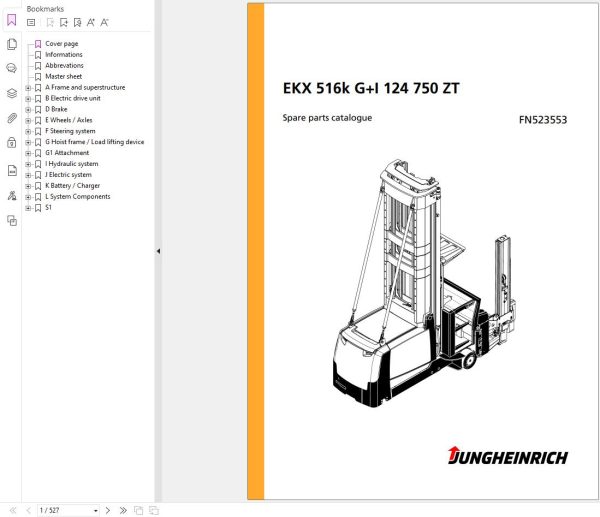 Jungheinrich Forklift EKX 516k GI 124 750 ZT Spare Parts Catalog 2017 1