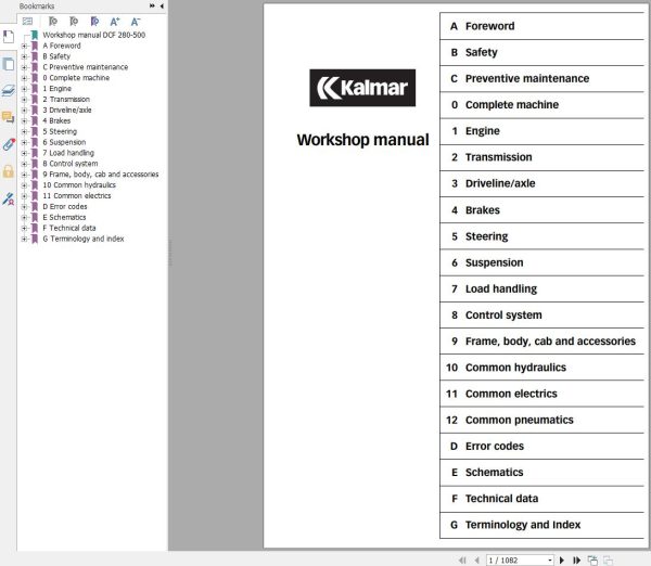 Kalmar Forklift DCF280 500 Workshop Manual 1